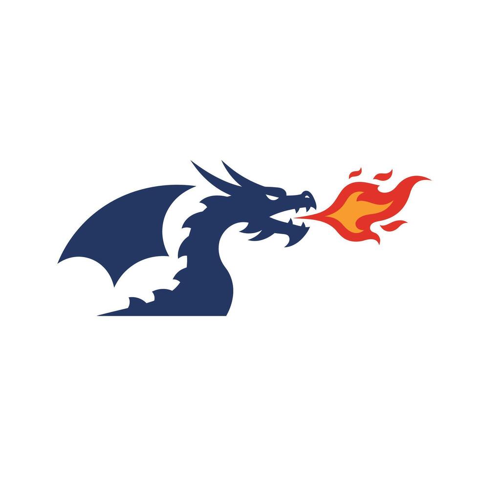 Dragon breathing fire in flat design style art vector