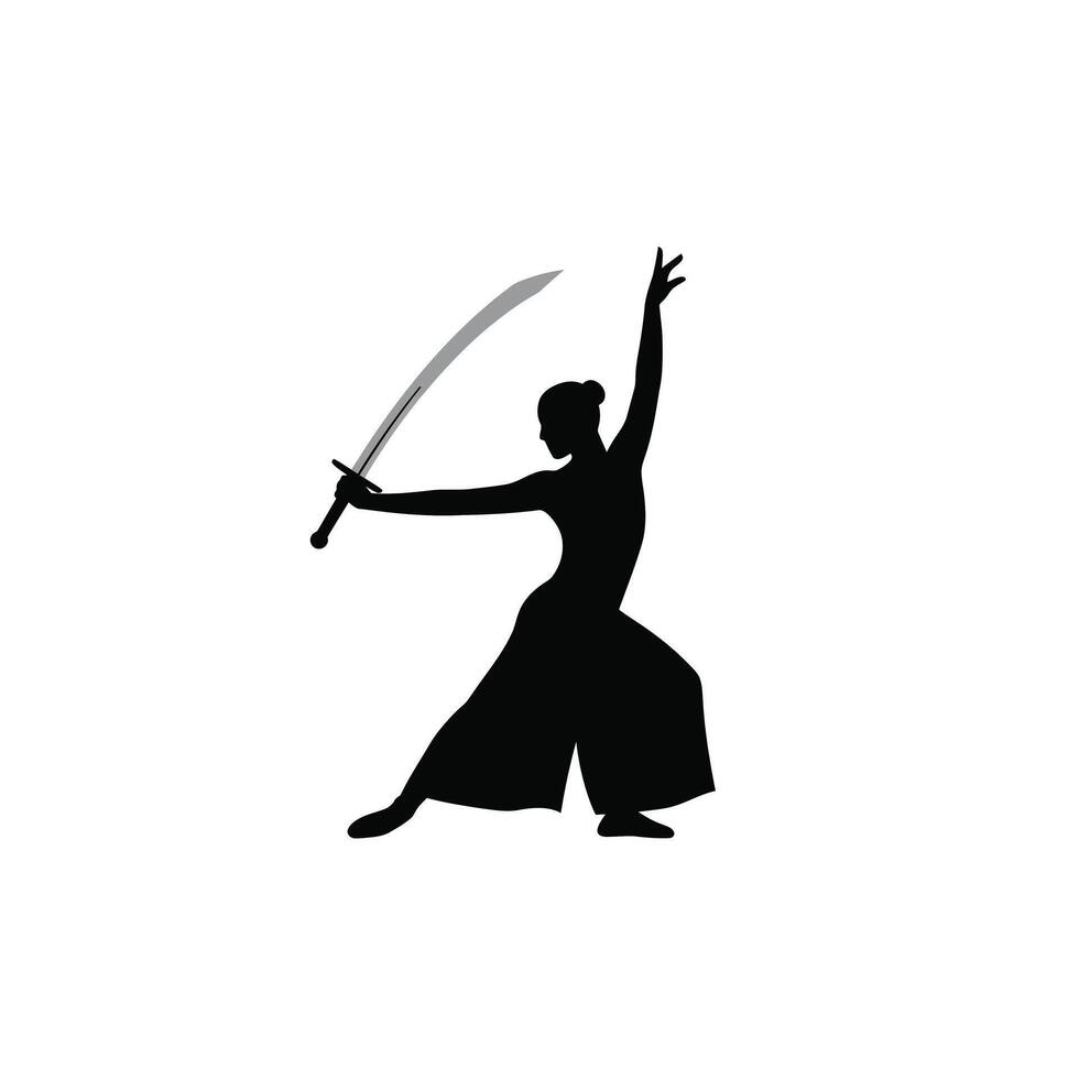 Dynamic warrior with sword in action detailed illustration vector