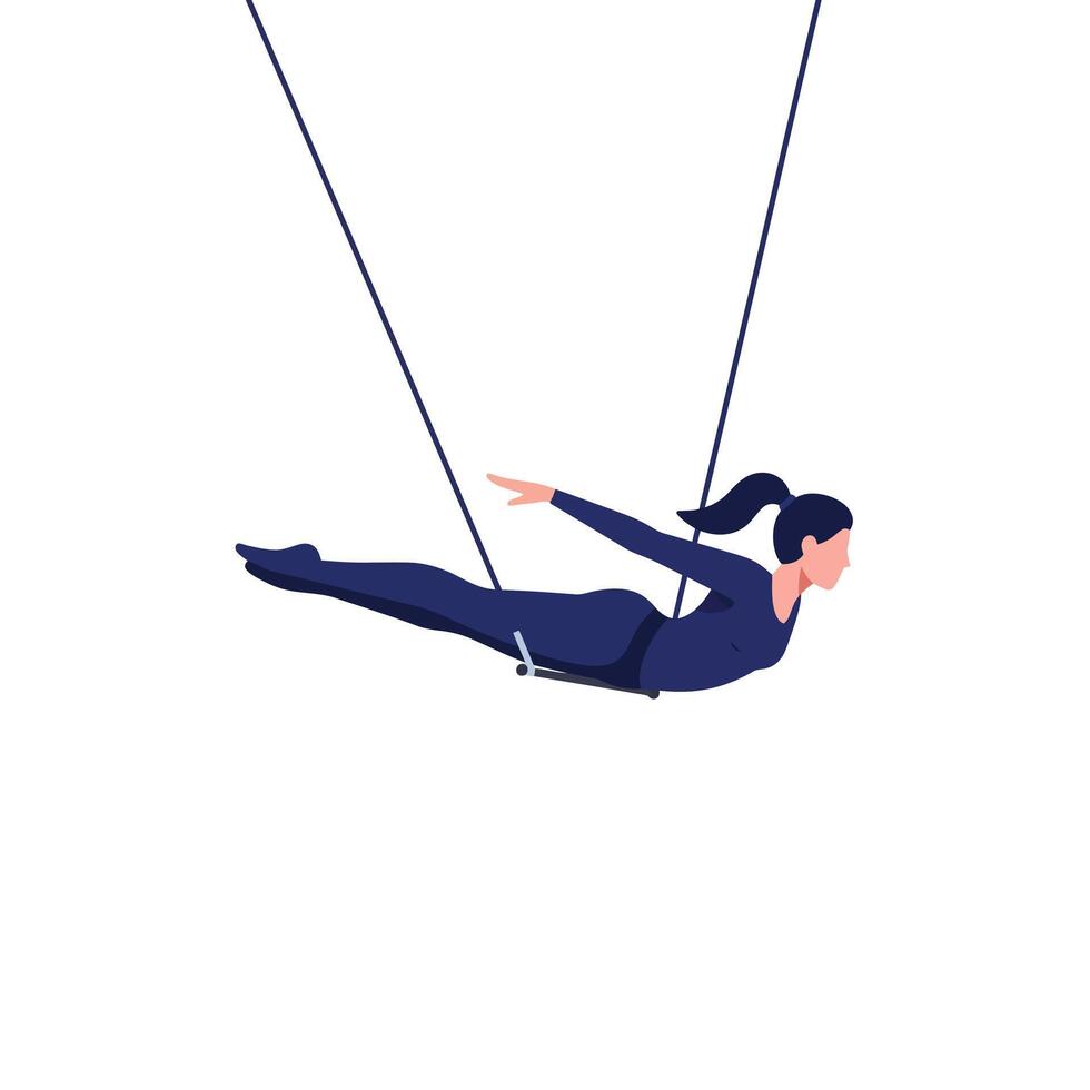 Acrobat performing a graceful mid-air maneuver in flat art vector