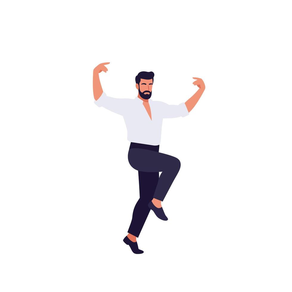 Dynamic dance movement of a man in flat illustration style vector