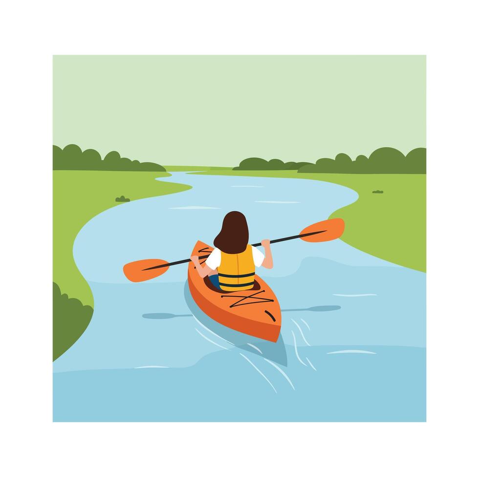 Kayaking adventure in nature with a flat design style in art vector