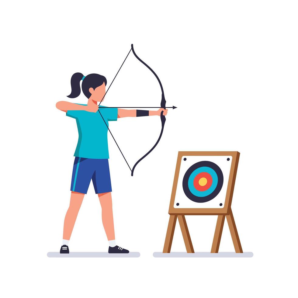 Archer aiming at target in flat design art vector