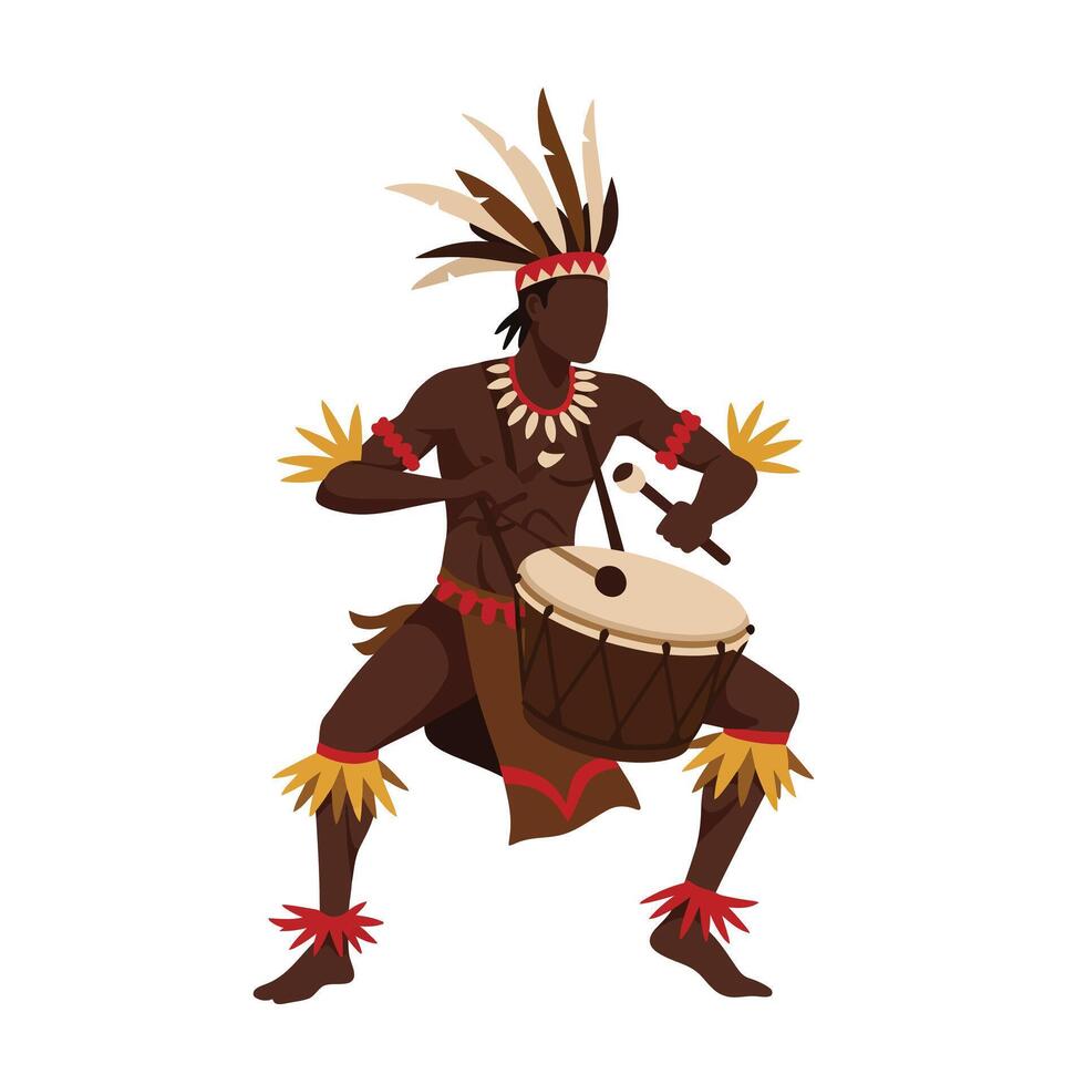 Dynamic drum player performing with vibrant colors in flat art style illustration vector