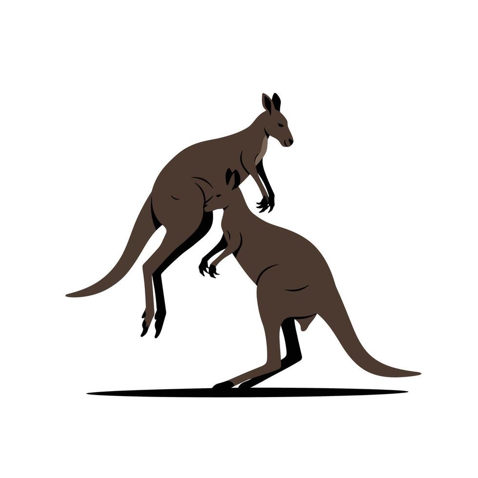 Kangaroos leaping gracefully in a dynamic pose flat illustration vector
