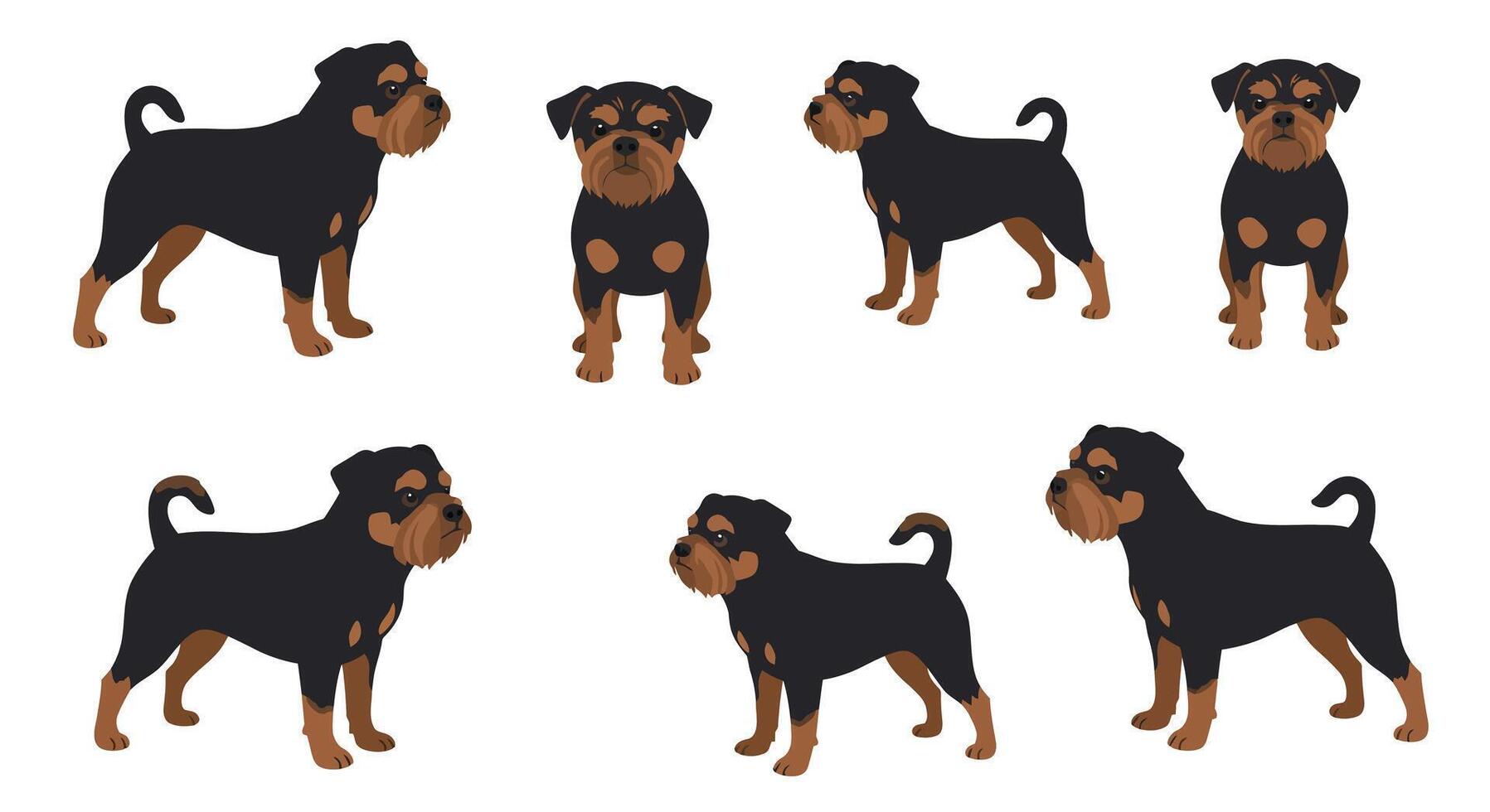 Detailed illustration of adorable dogs in various poses showcasing playful interactions and expressions art vector