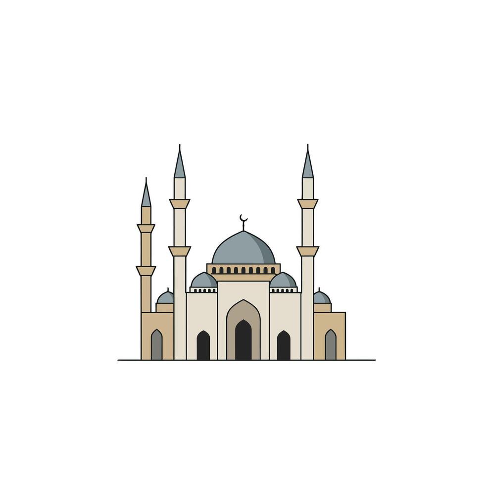 Mosque design featuring detailed architecture in flat style illustration vector