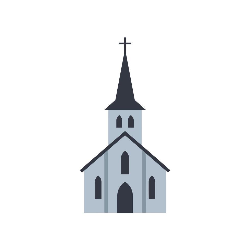 Church building design in flat style showcasing minimal details and soft colors illustration vector