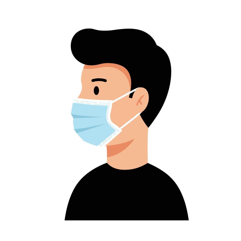 Person wearing a face mask in flat design style art vector