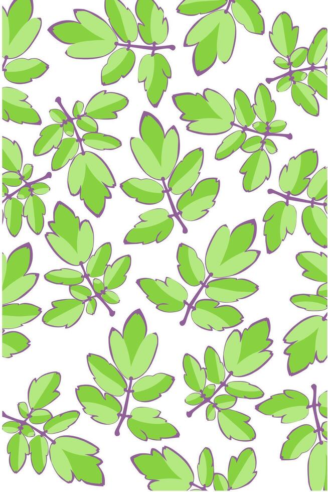 Natural green leaves with purple stripes. Nature pattern textile vector