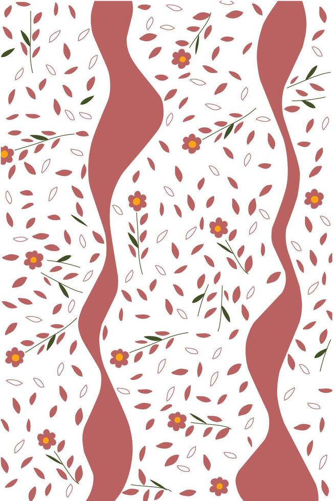Pink petal leaves flower fabric pattern textile. Wrapping paper nature flower white background vector