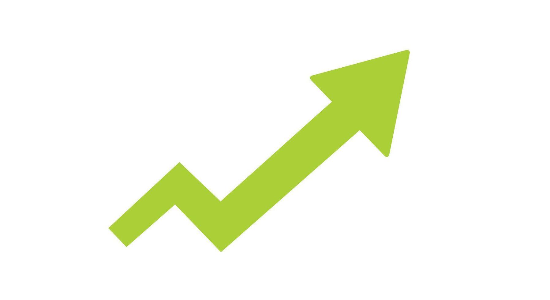 Green upward arrow design with minimal style showcasing growth in art vector