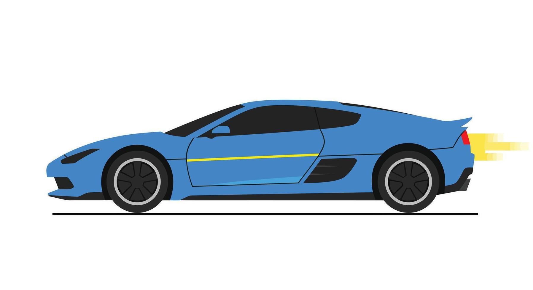 Blue sports car design in flat style with motion effects in art vector