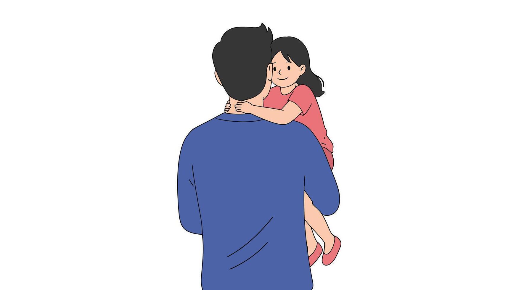 Father holding daughter in a loving embrace flat illustration vector