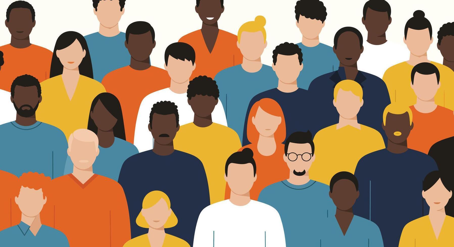Diverse group of people in flat design style art asd vector
