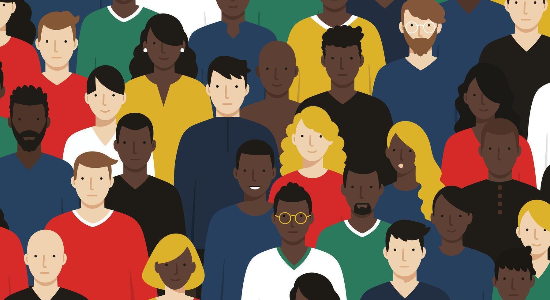 Diverse group of people in flat design style art esa vector