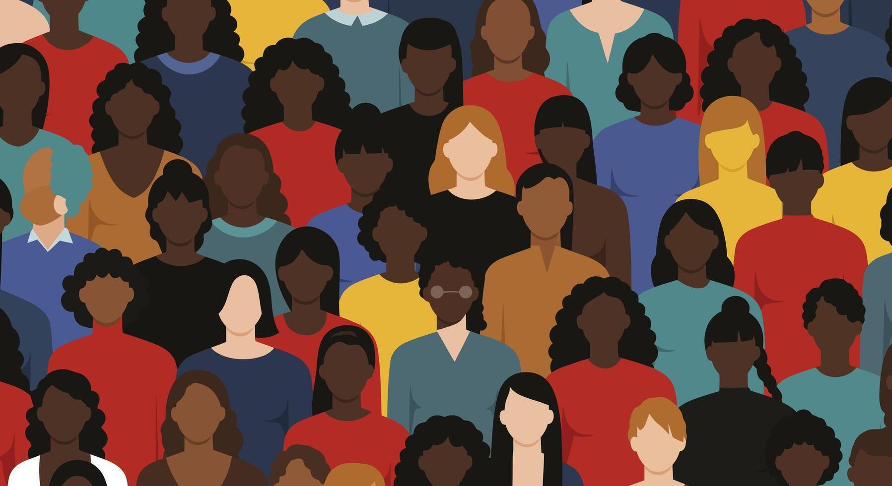 Diverse group of people in flat design style art ase vector