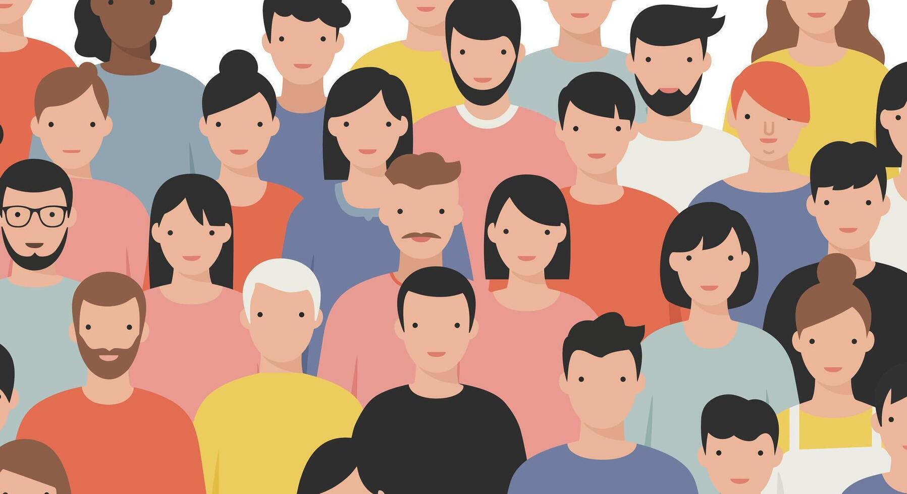 Diverse group of people in flat design style and art vector