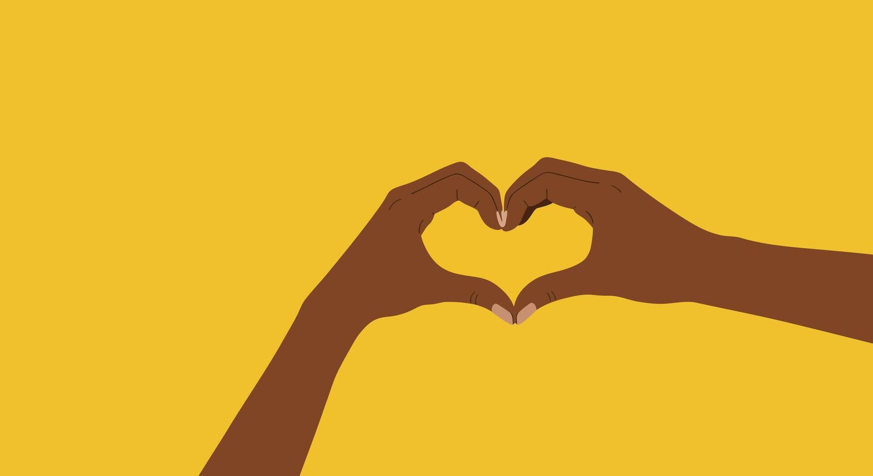 Hands forming a heart shape in flat design style art vector