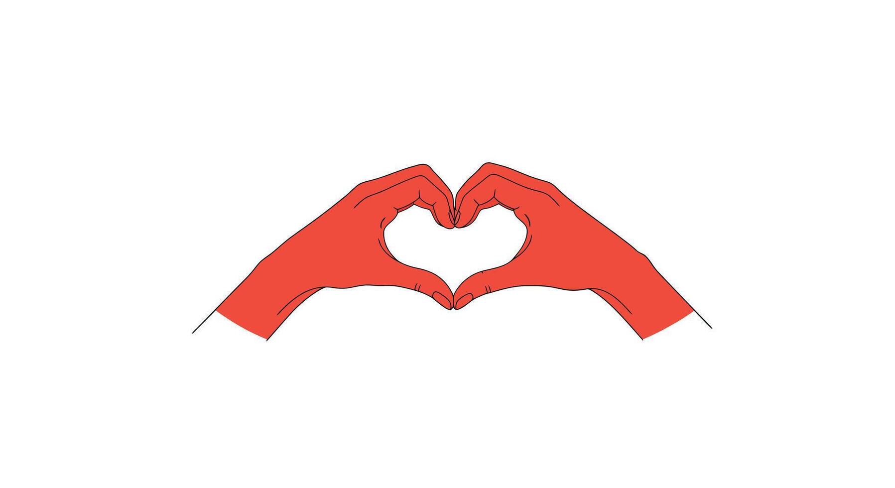 Hands forming a heart shape in a flat and vibrant design style art vector