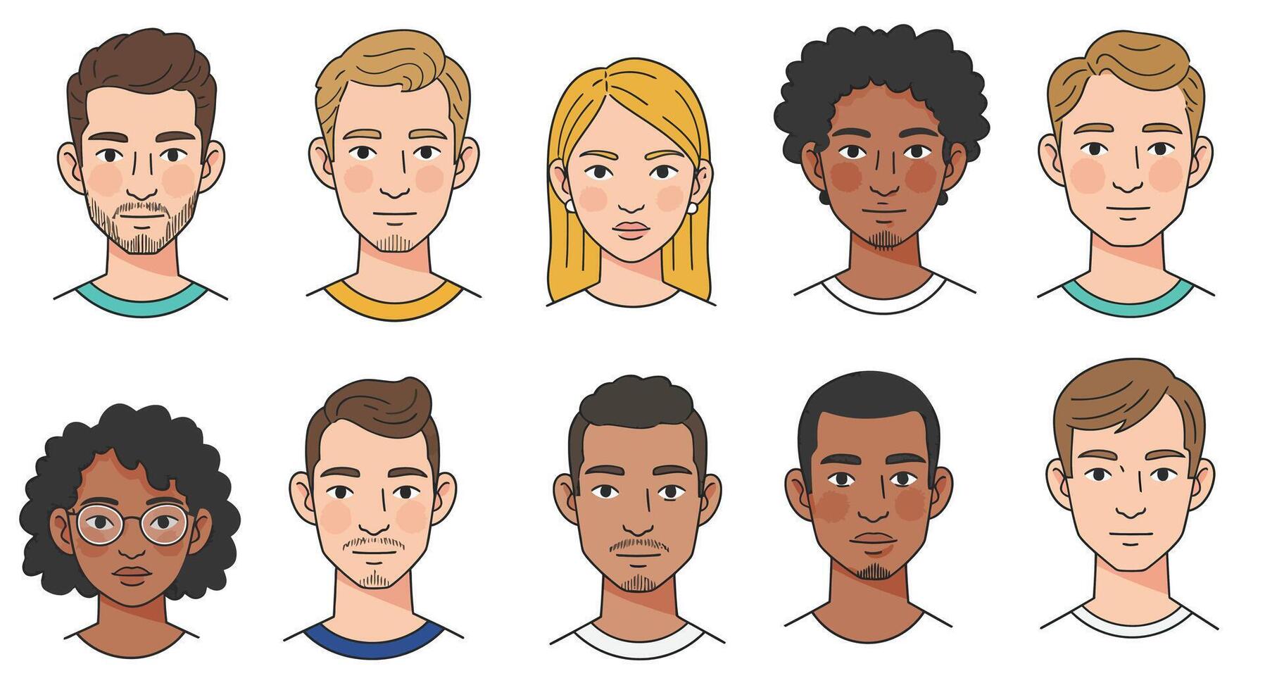 Diverse group of people in minimal flat design style illustration vector
