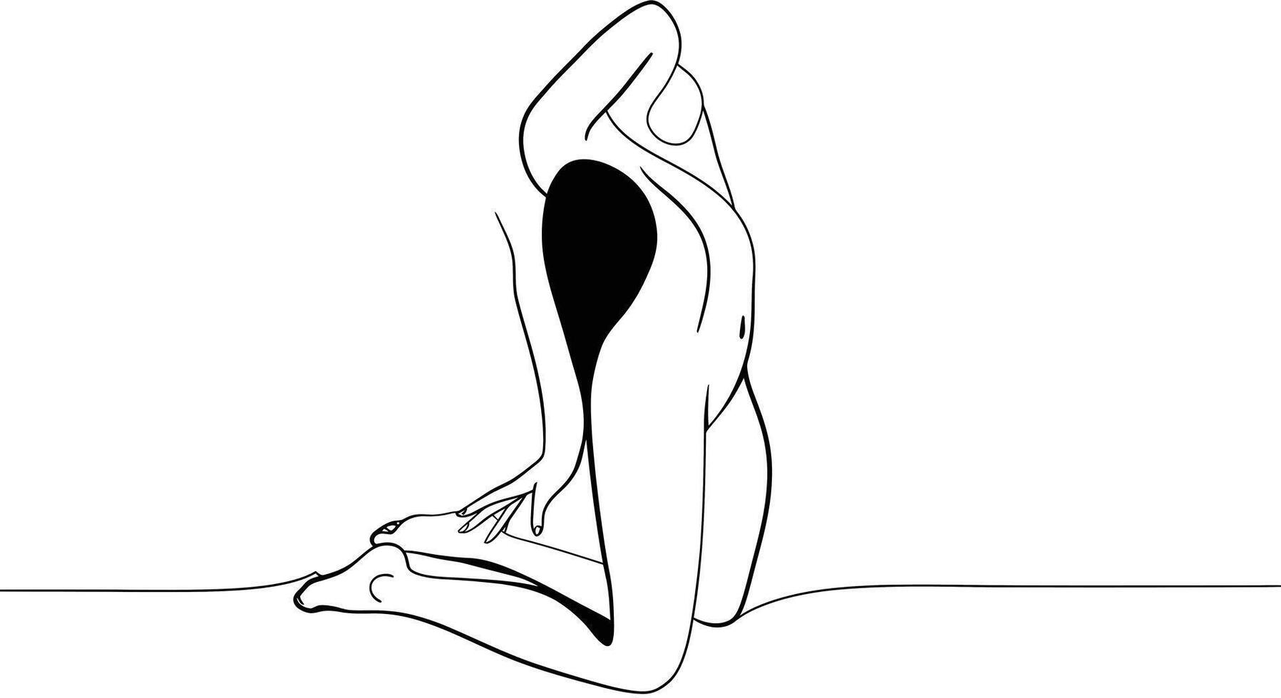 Flexible human figure in a dynamic pose with minimal colors and lines art vector