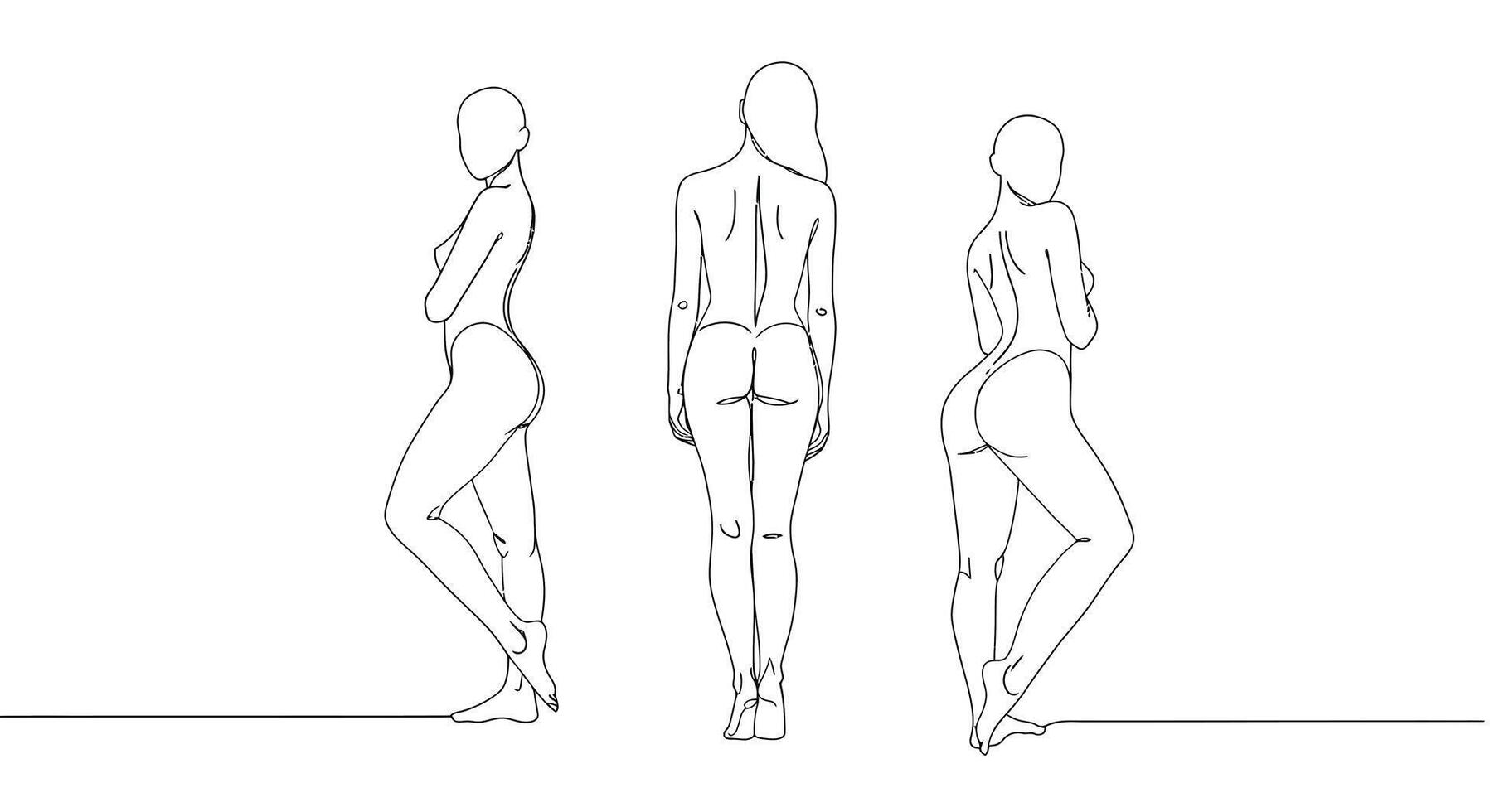 Elegant human figure poses in minimal flat design style illustration vector