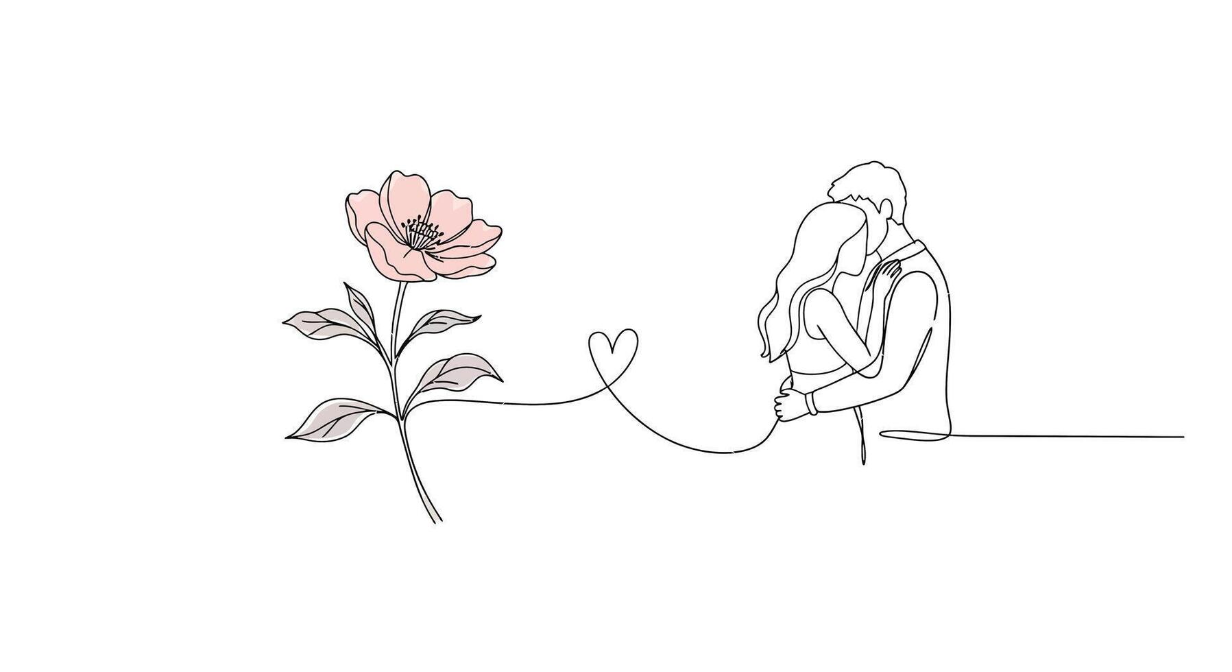 Minimalistic illustration of a person and flower connection in soft colors art vector
