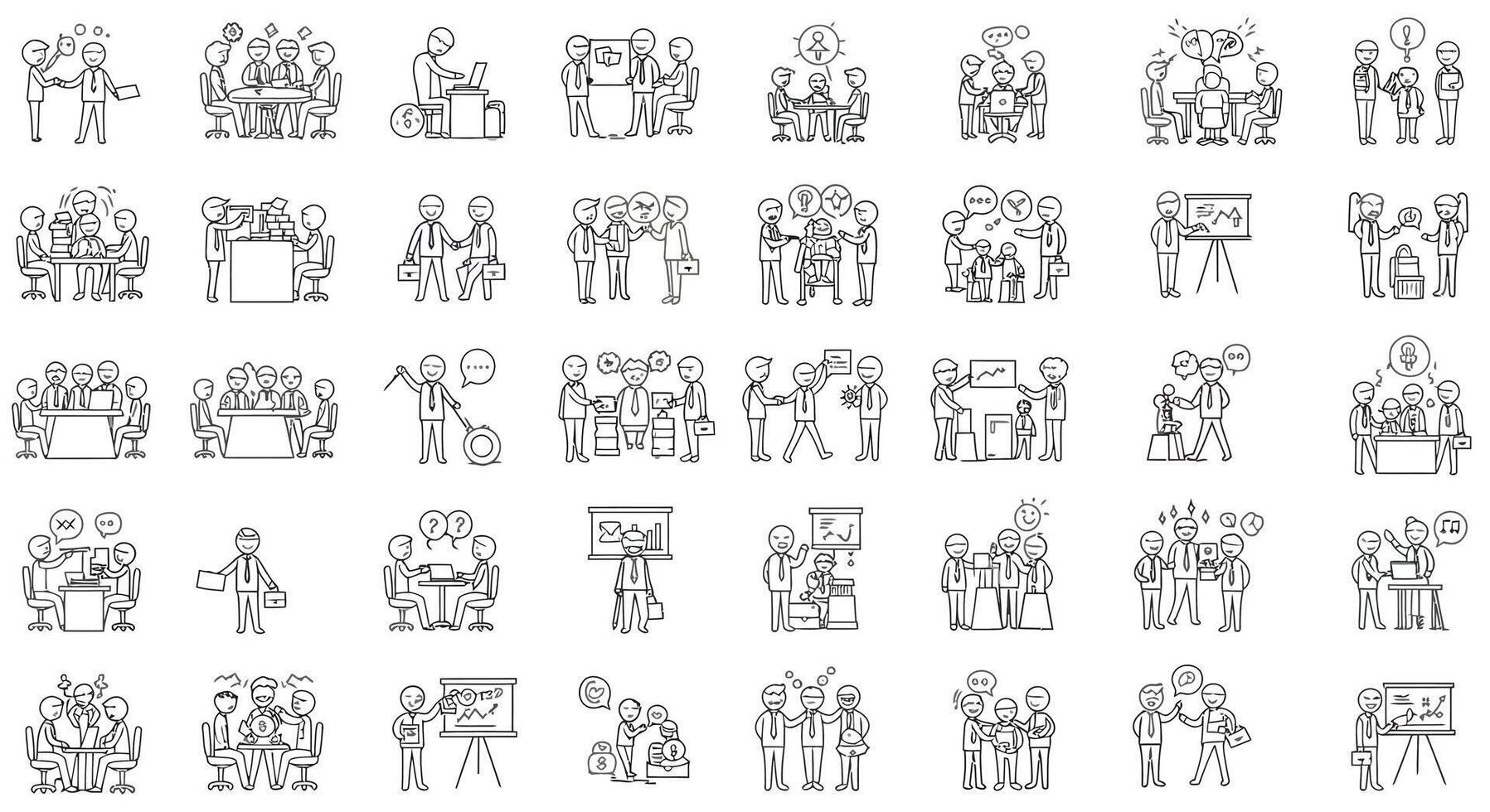 Group of people interacting in various scenarios with flat design style art vector