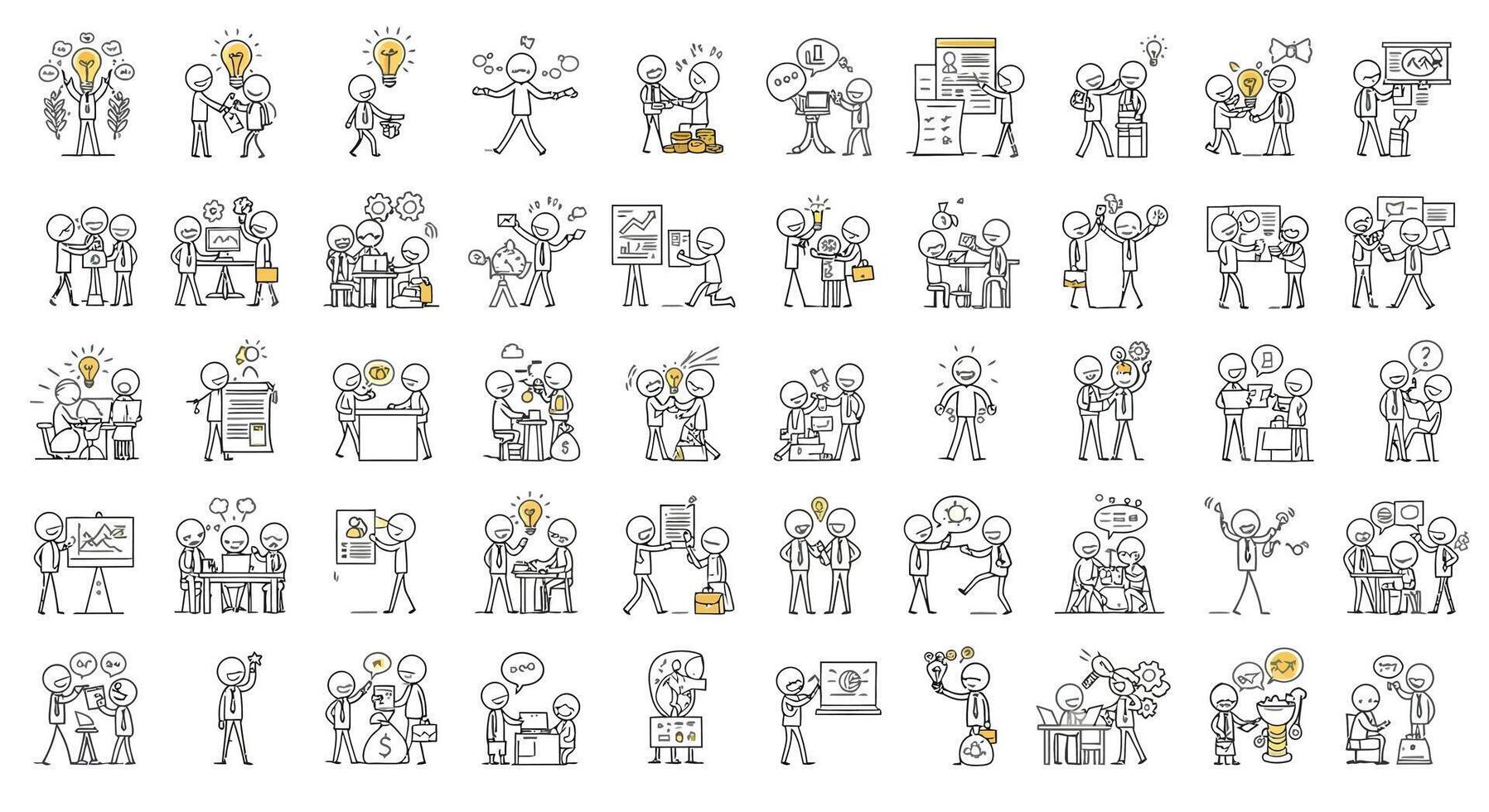 Characters engaging in various activities with flat design style art vector