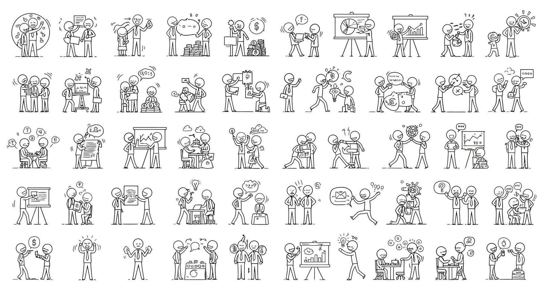 Engaging business team collaboration in flat art depicting ideas and discussions in two frames vector