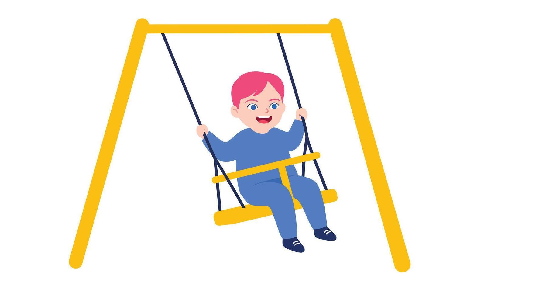 Happy child swinging joyfully in a minimal flat design illustration vector