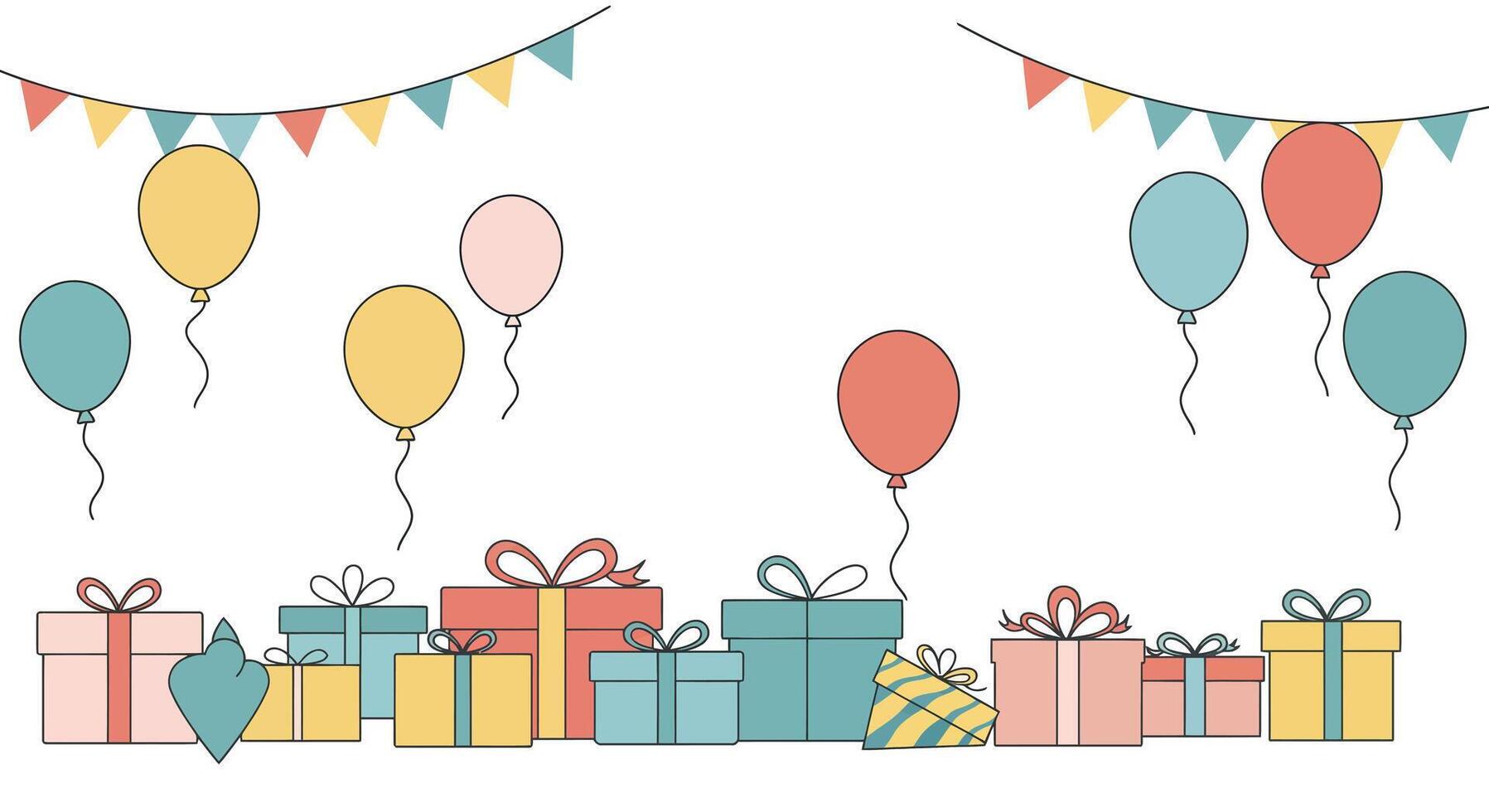 Colorful balloons and gift boxes in flat design style art vector