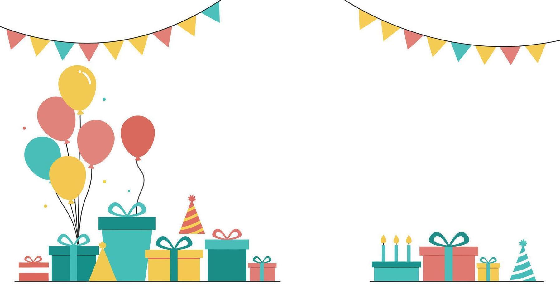 Colorful balloons and gifts in flat design style art vector