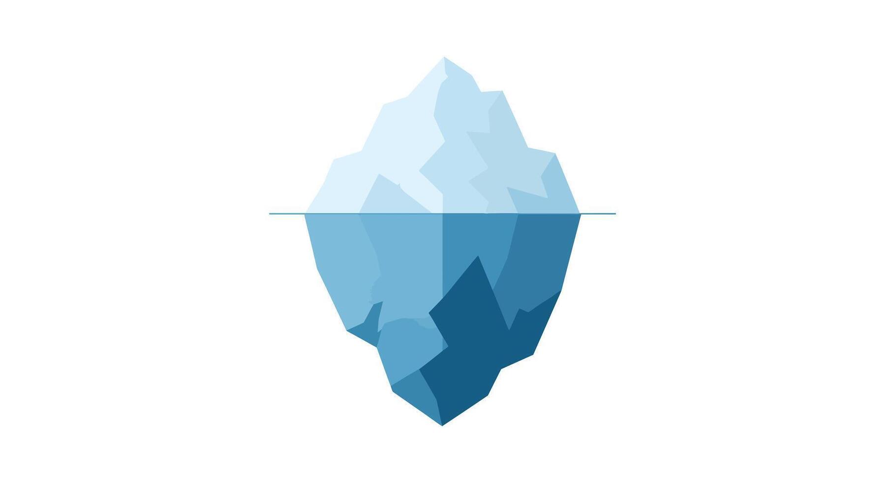 Iceberg floating above and below water in flat art style vector
