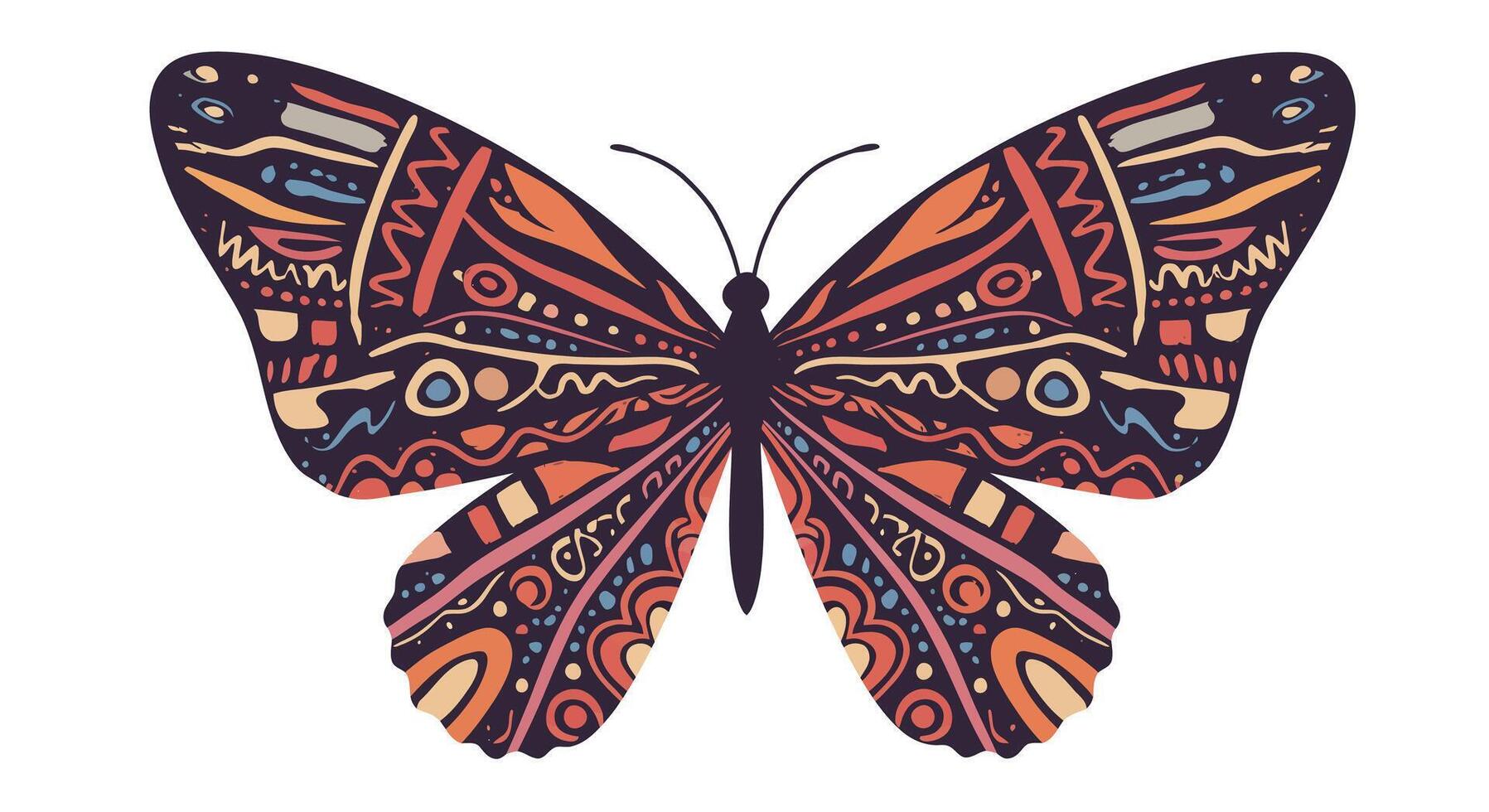 Colorful butterfly design with intricate patterns in flat style art vector