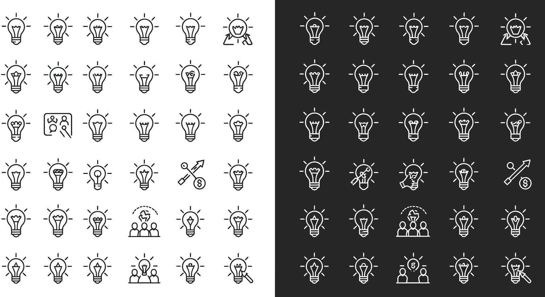 Light bulb icons in flat design style showcasing innovation and creativity illustration vector