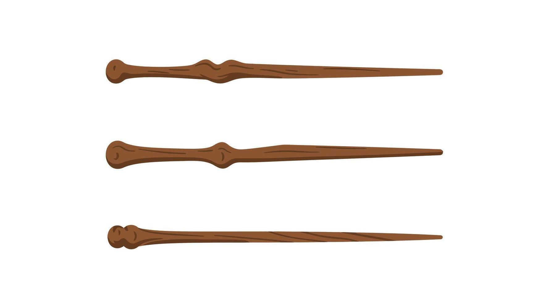 Detailed depiction of magical wands in flat illustration style vector