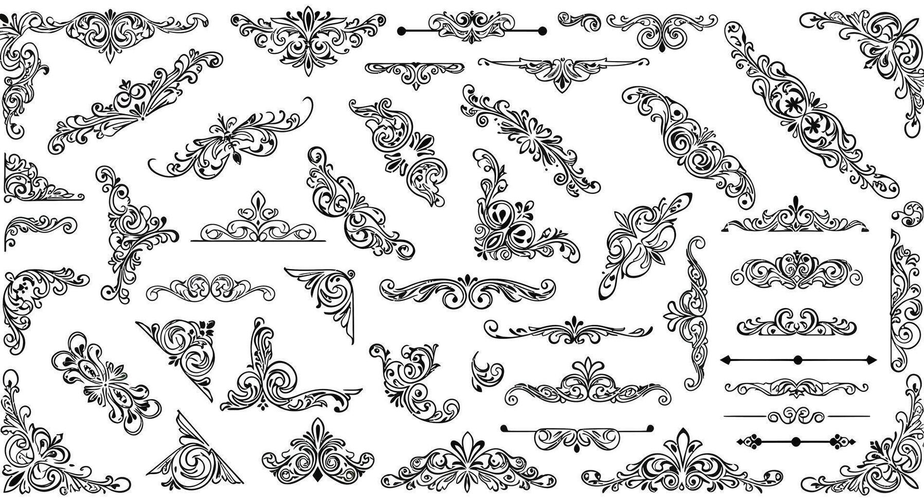 Intricate black and white floral ornament designs for decorative purposes vector