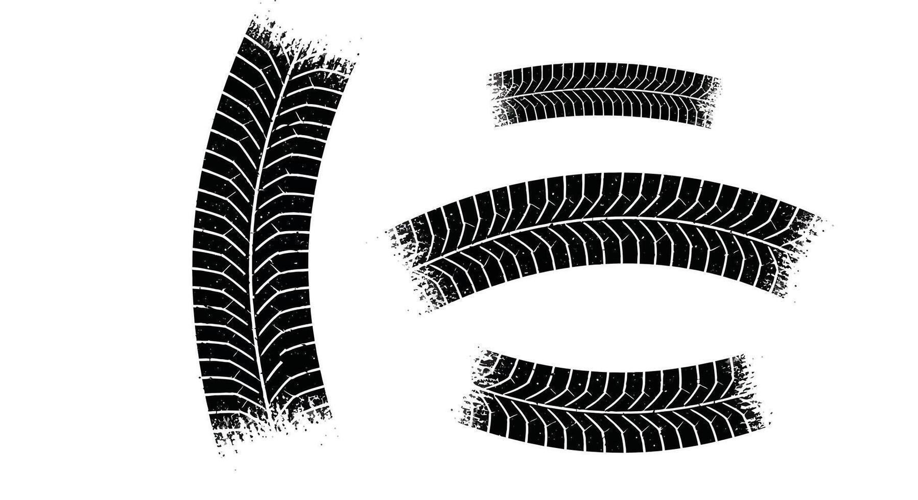 Tire tread patterns showcasing various designs and their unique impressions on surfaces vector