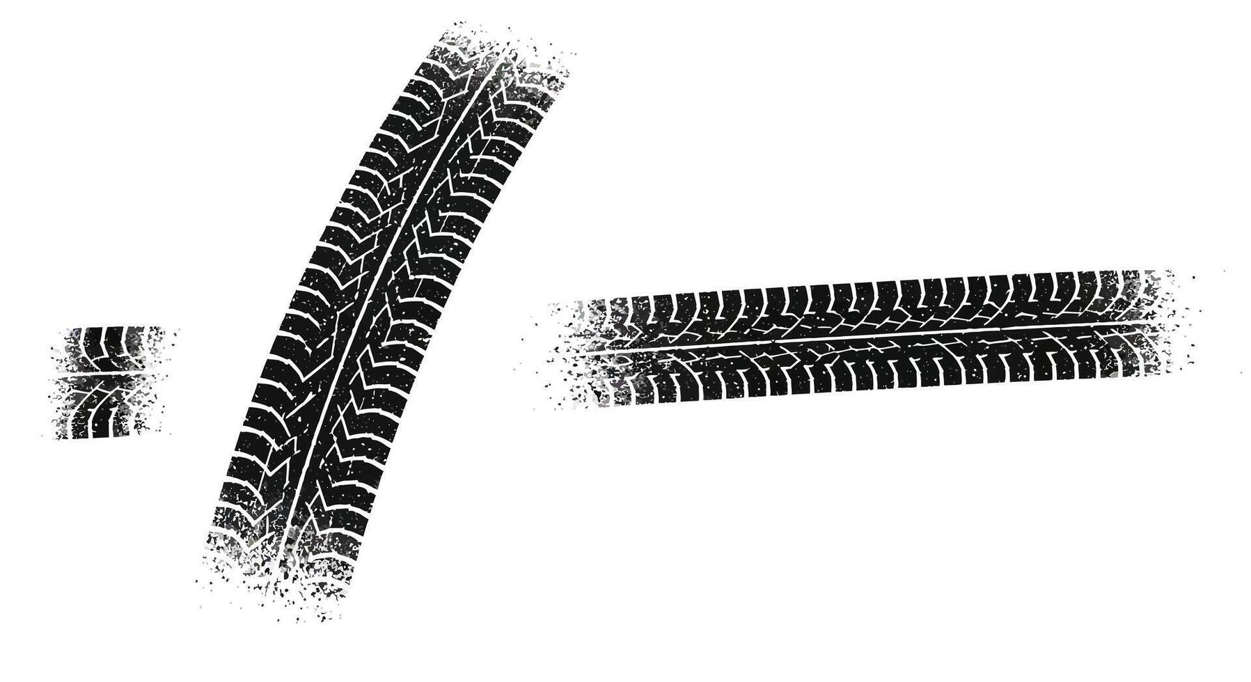 Tire tread marks showing distinct patterns on a white background vector