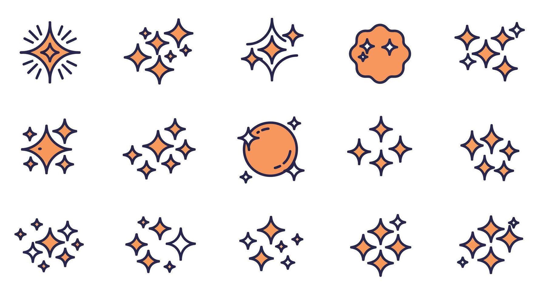Sparkling stars and shapes in flat design style illustration vector