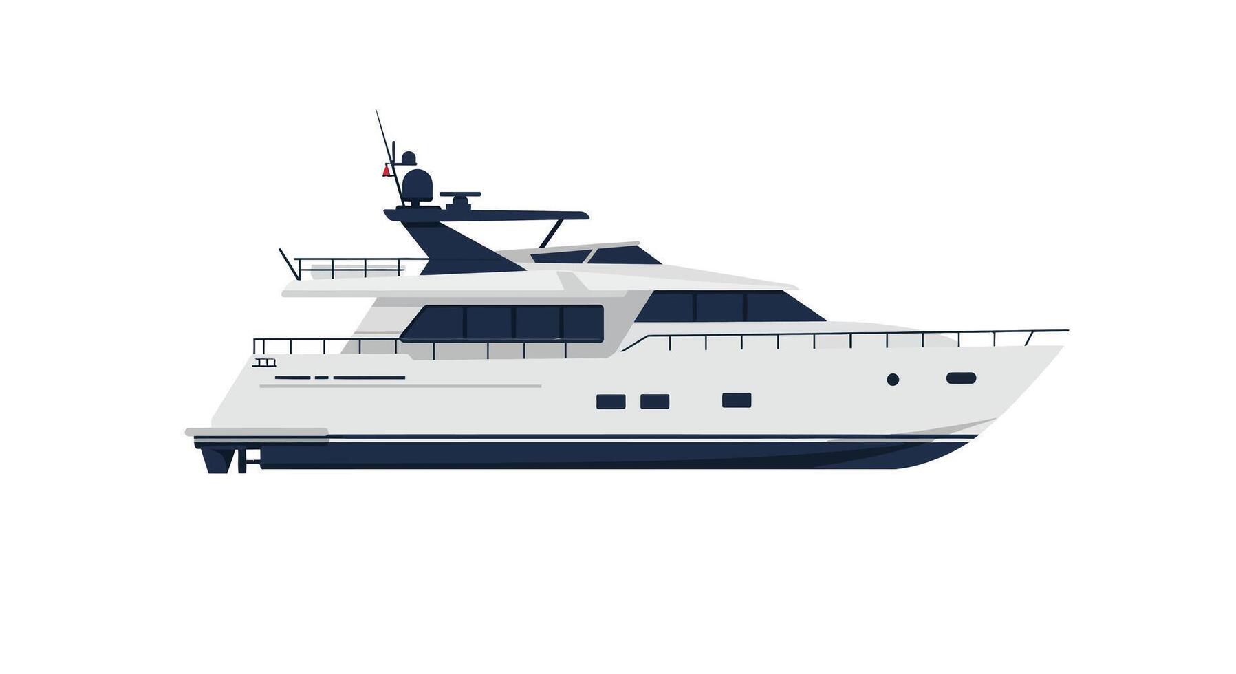 Luxurious yacht in flat design style showcasing sleek contours and elegant features illustration vector