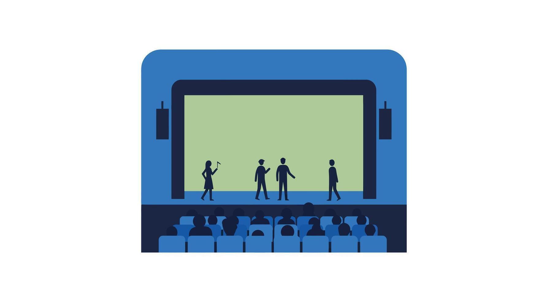 Theater performance scene with audience in flat art style vector