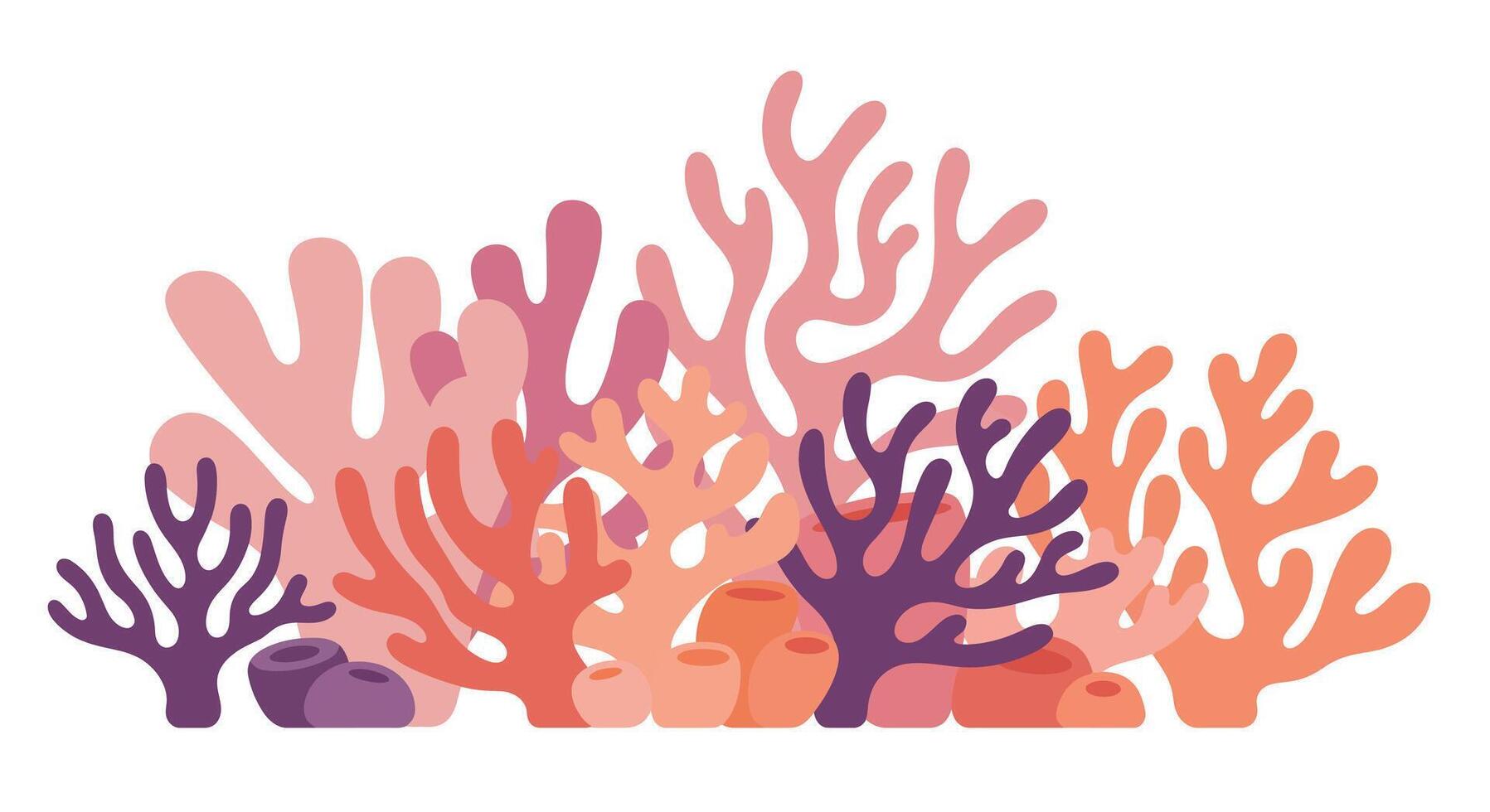 Colorful coral reef illustration in flat style showcasing ocean life art vector