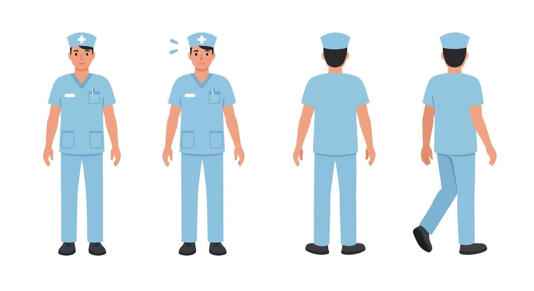 Police officer character in action, flat design, showcasing movement in illustration vector