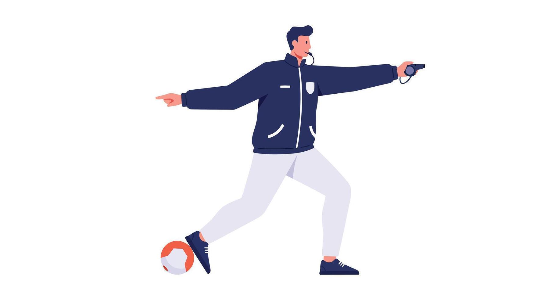 Soccer referee giving a signal in flat illustration style art vector