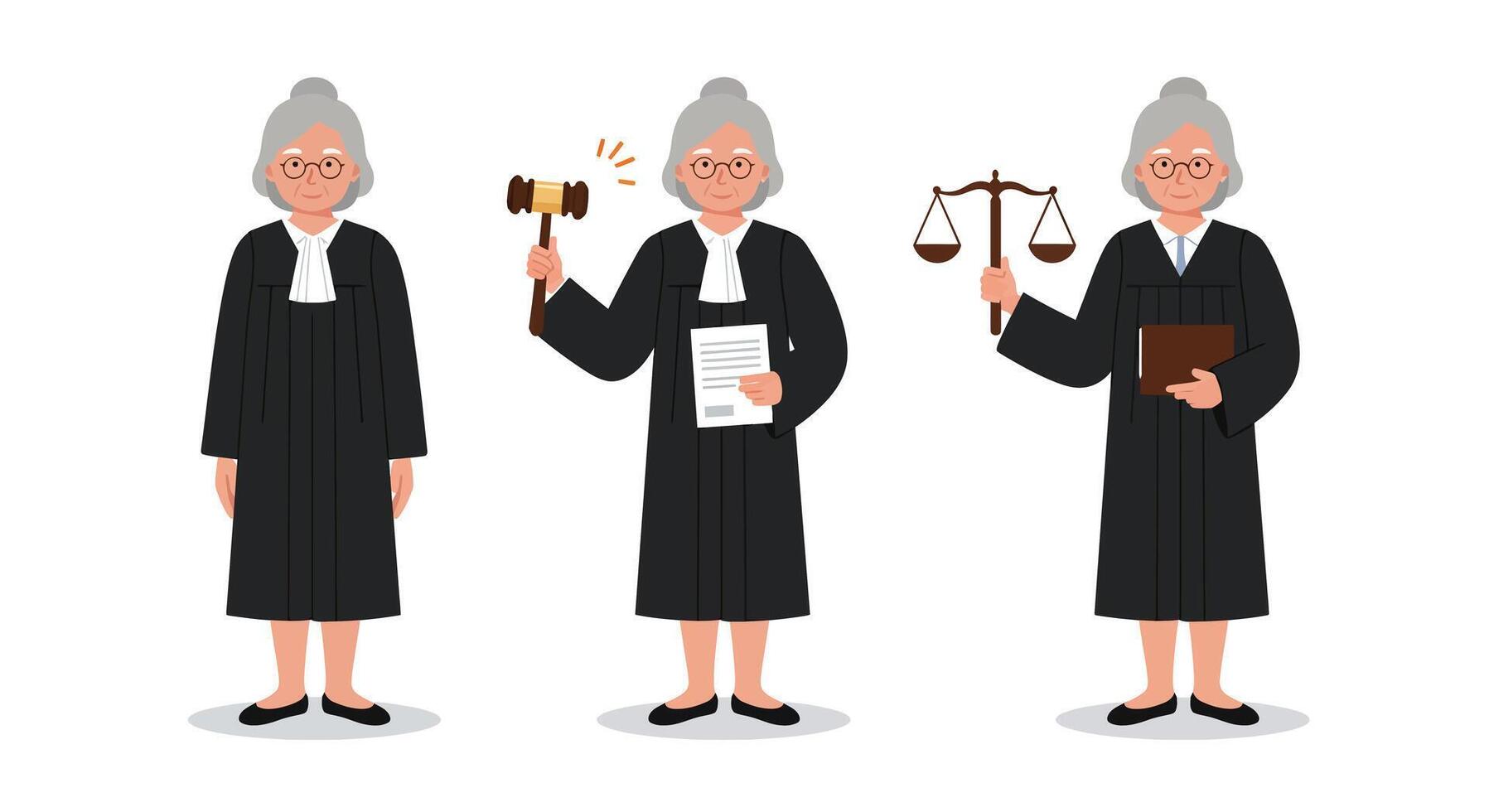 Judge character transformation from standing to action in flat illustration vector