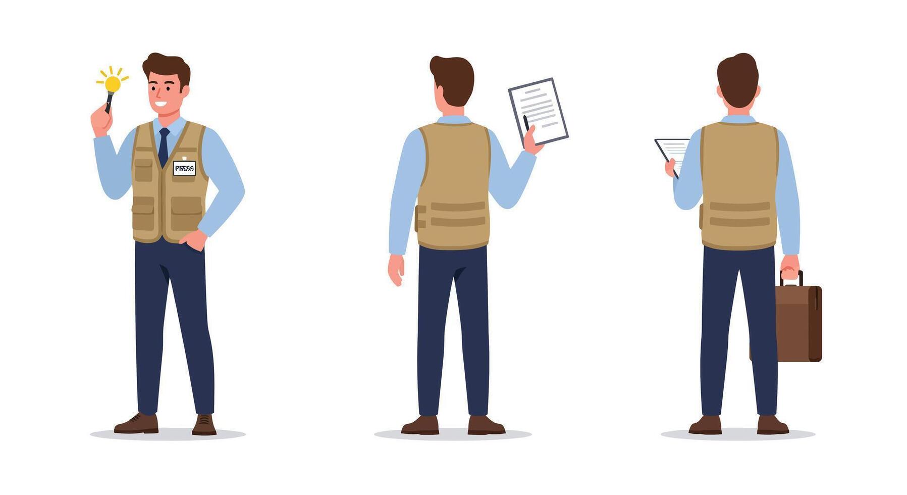 Character progression showcasing a man holding flower to carrying briefcase in flat art vector