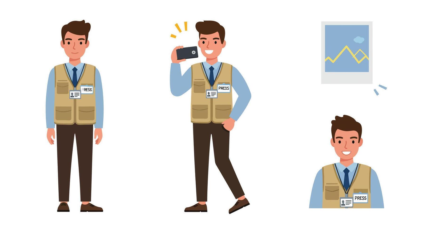 Character progression in minimal design showcasing a man taking a photo in art vector
