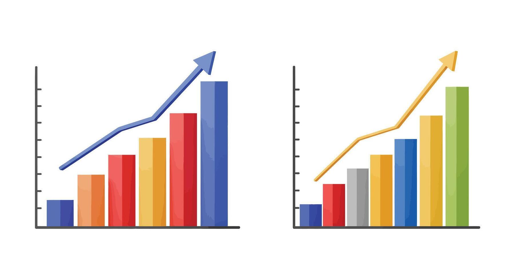 Bar graph progress comparison in flat style showcasing growth trends illustration vector